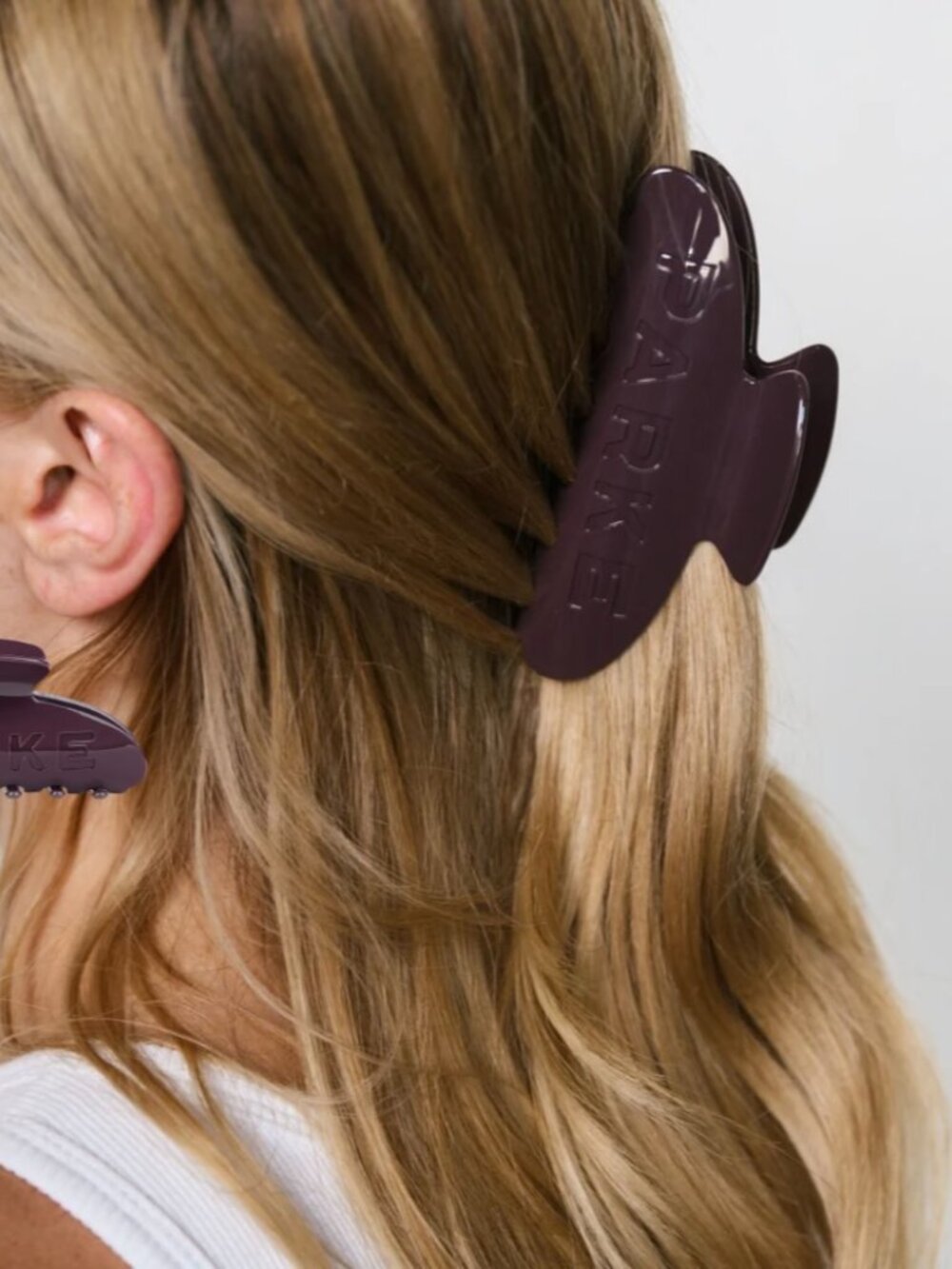 PARKE Eggplant Dark Purple Hair Claw Clip and Pouch New In Bag NIB NWT